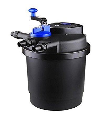 External pond filter with uv light outlet