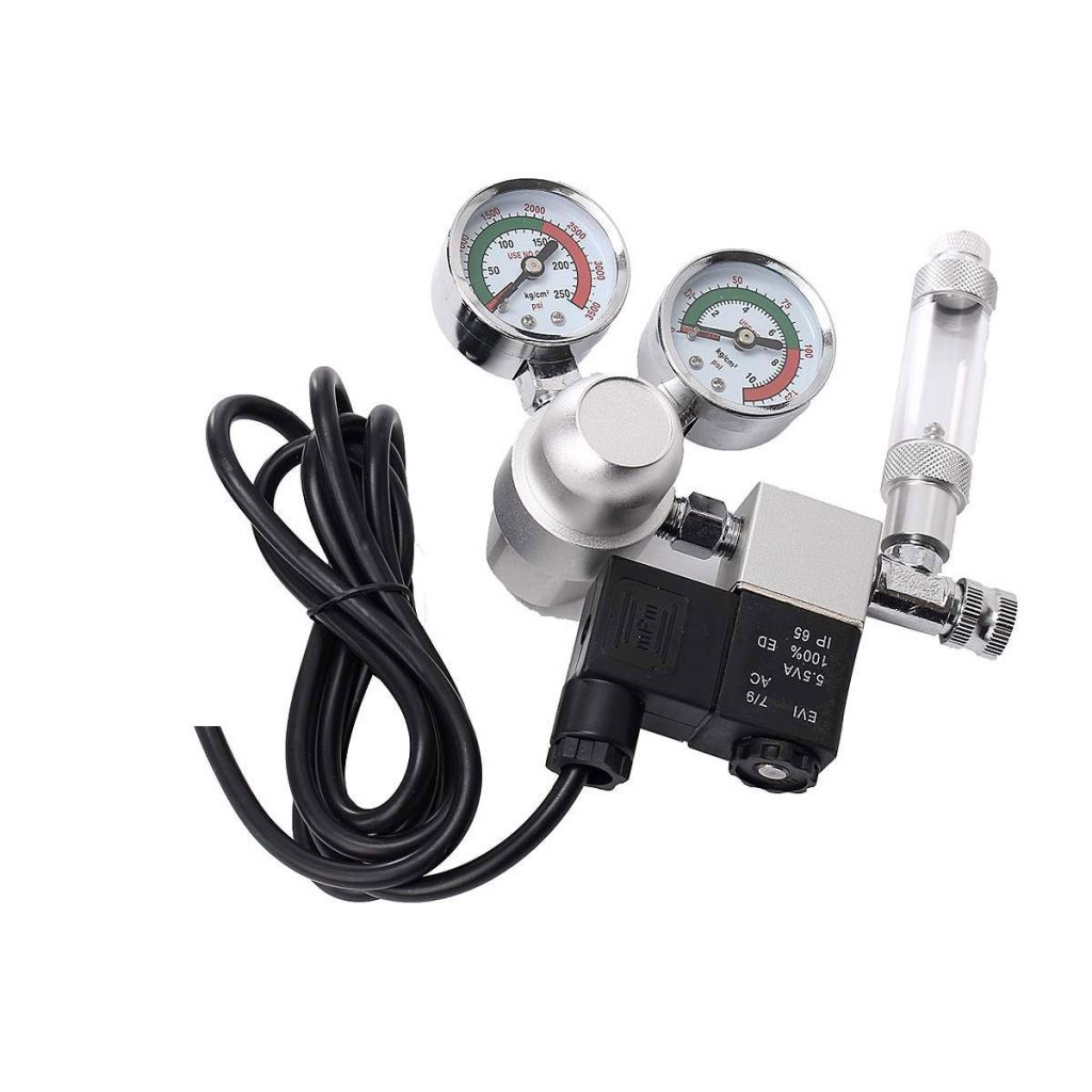 Dual Gauge Large CO2 Regulator With Solenoid & Bubble Counter Aqua Zones