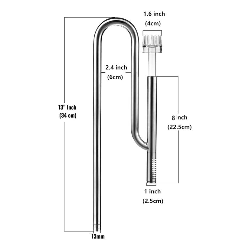 Mufan Stainless Steel Lily Pipe with Surface Skimmer 13mm Inlet