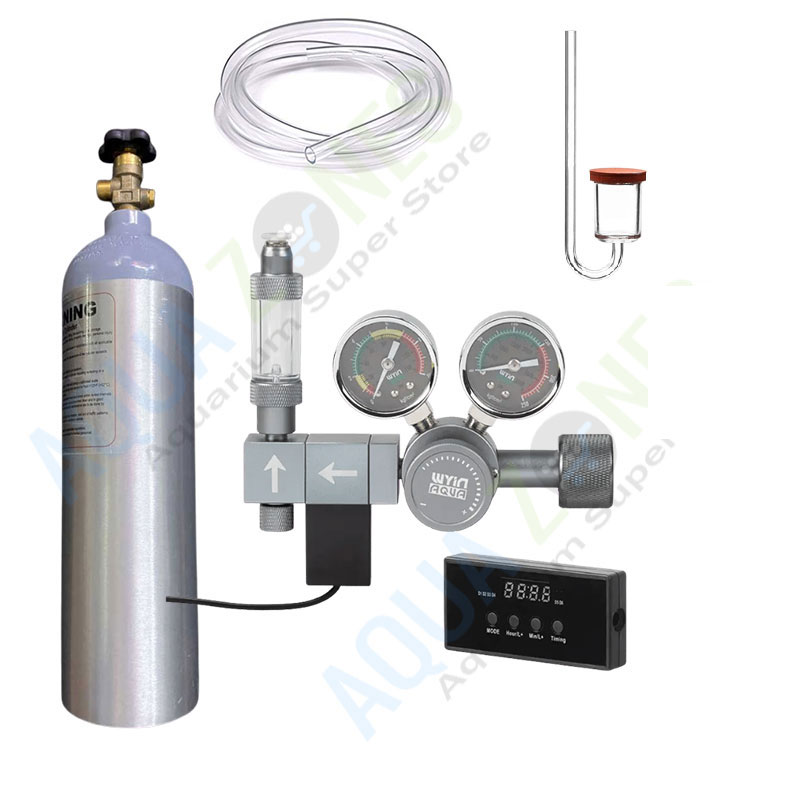 CO2 Cylinder 5 Ltr Kit with Wyin Aqua Dual Gauge Dual Stage Co2 Pro Series Regulator with Timer